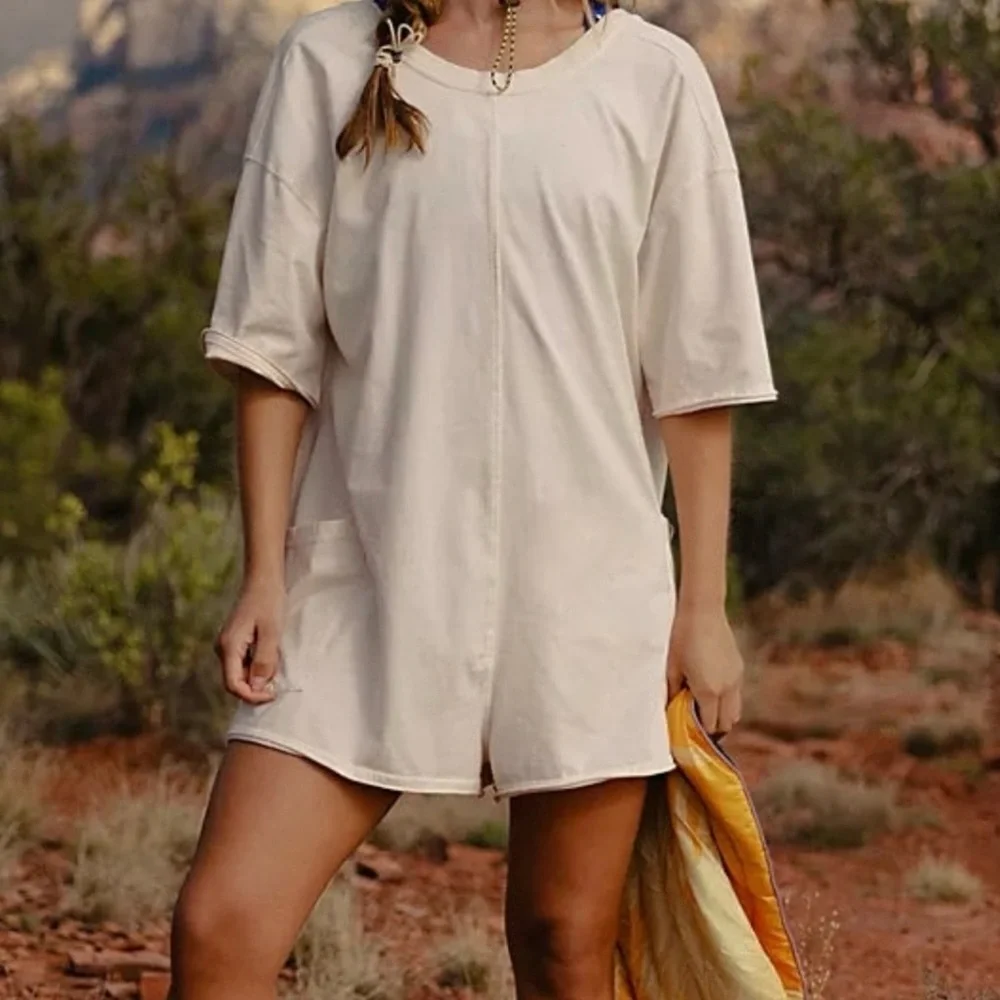 FP Movement Hotshot Tee Romper in Bleached Clay. Size M NWOT - Picture 1 of 6